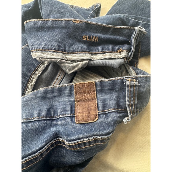 Vanity Jeans Women's 33W 33L Blue Mid Rise Bootcut Denim Distressed GUC Vintage - Picture 9 of 12